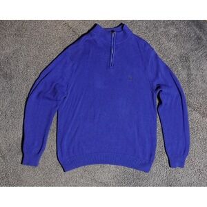 Chaps Knitted Quarter Zip Sweater - Size XL - Royal Blue